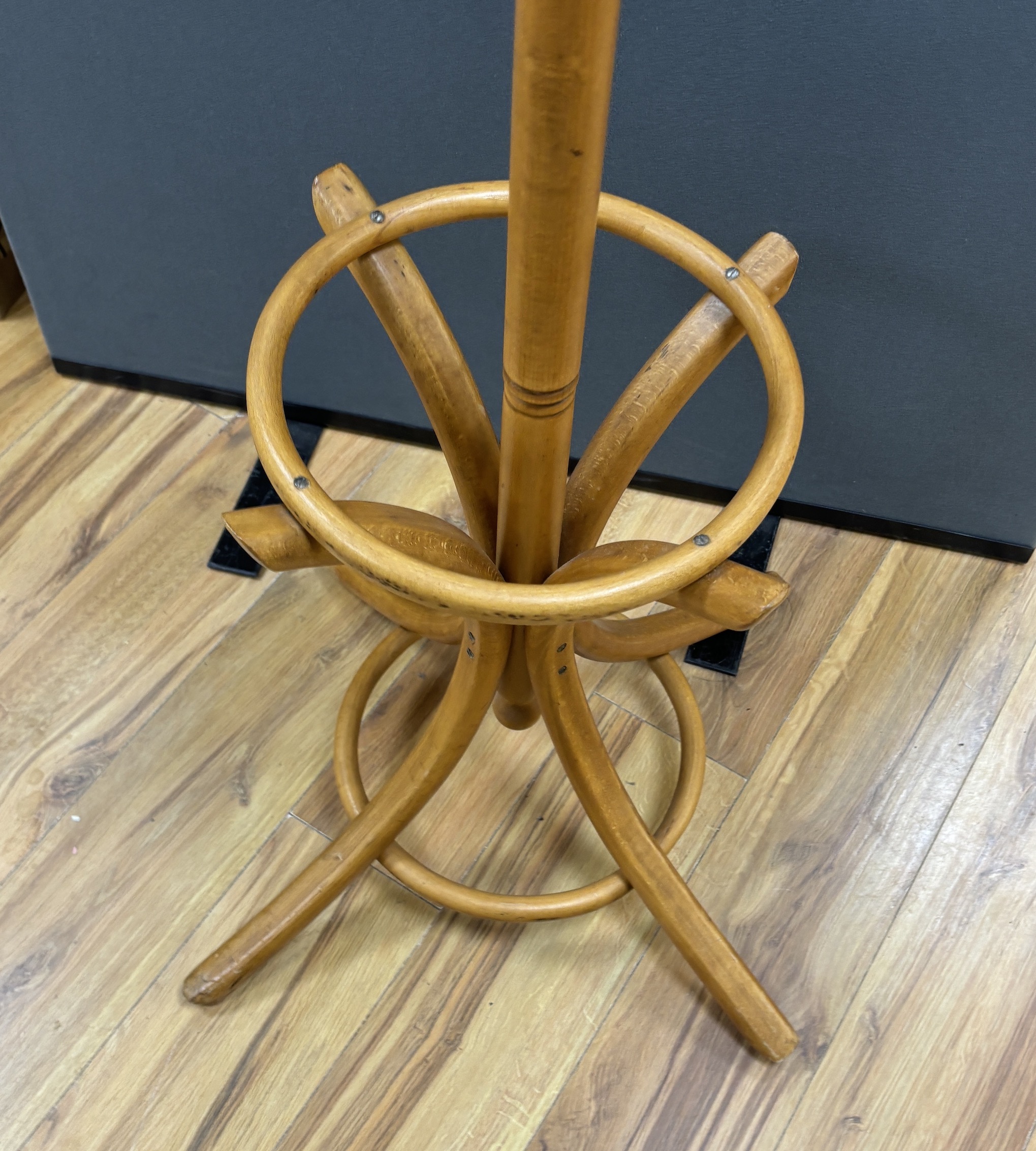A beech bentwood coat and stick stand, height 186cm